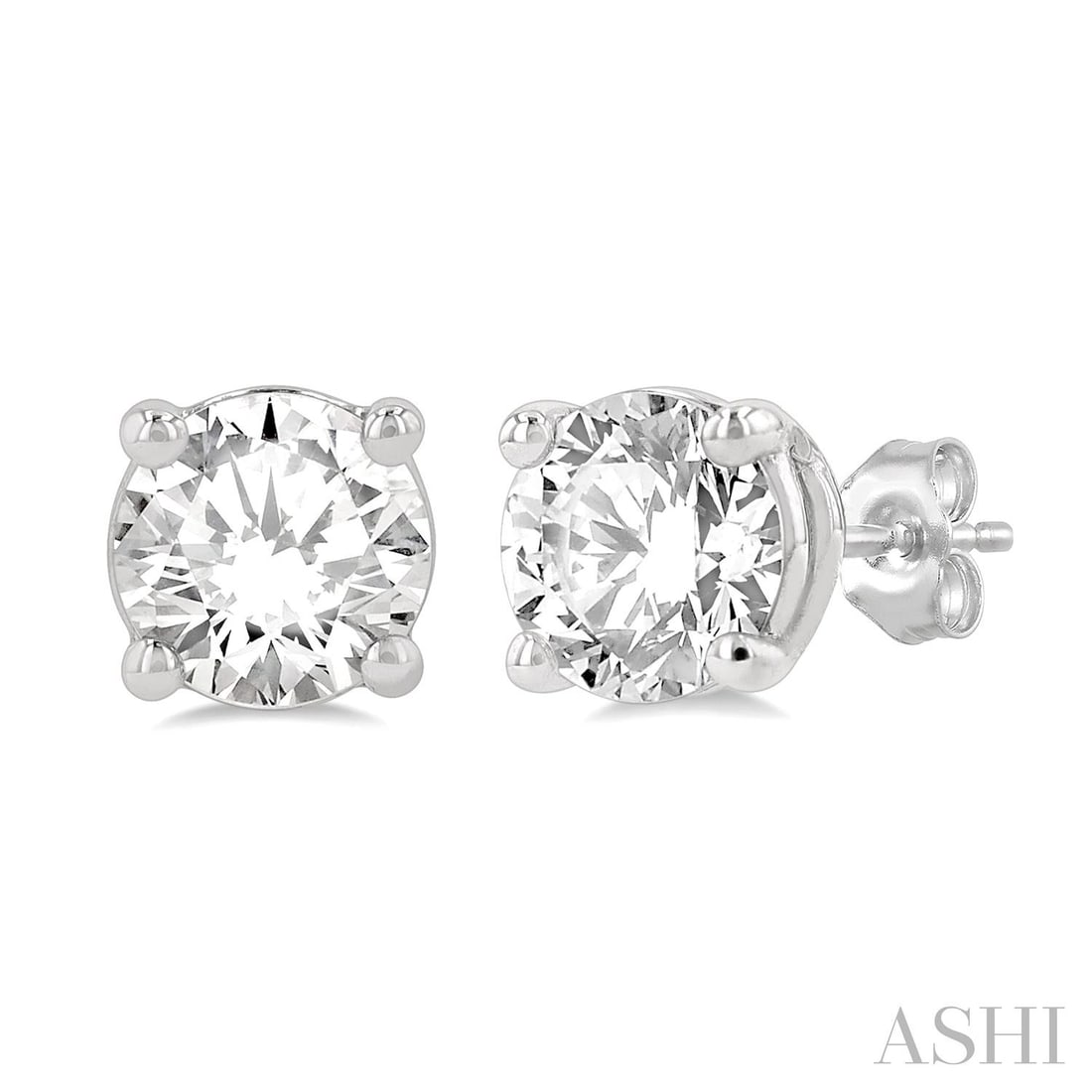1.26 ctw Round Cut Diamond Stud 14K White Gold Earrings (1 of 3)