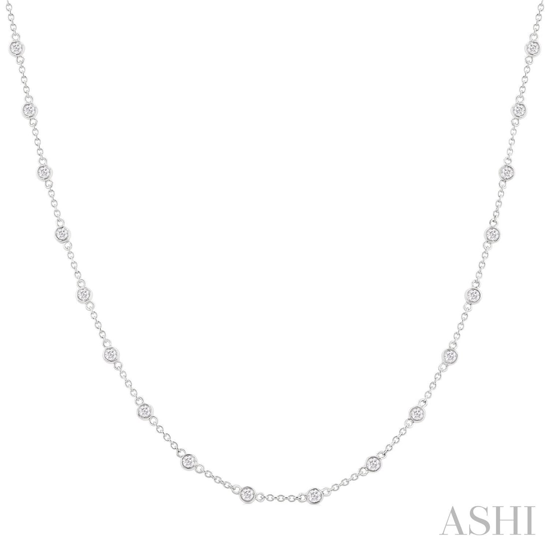 1.02 ctw Diamond Station 14K White Gold Necklace: Epitomizing grandeur, this breathtaking Station necklace featuring Natural Diamonds stands as a beacon of refined taste. Crafted with precision, the Bezel setting is seamlessly integrated into 3.65 gr