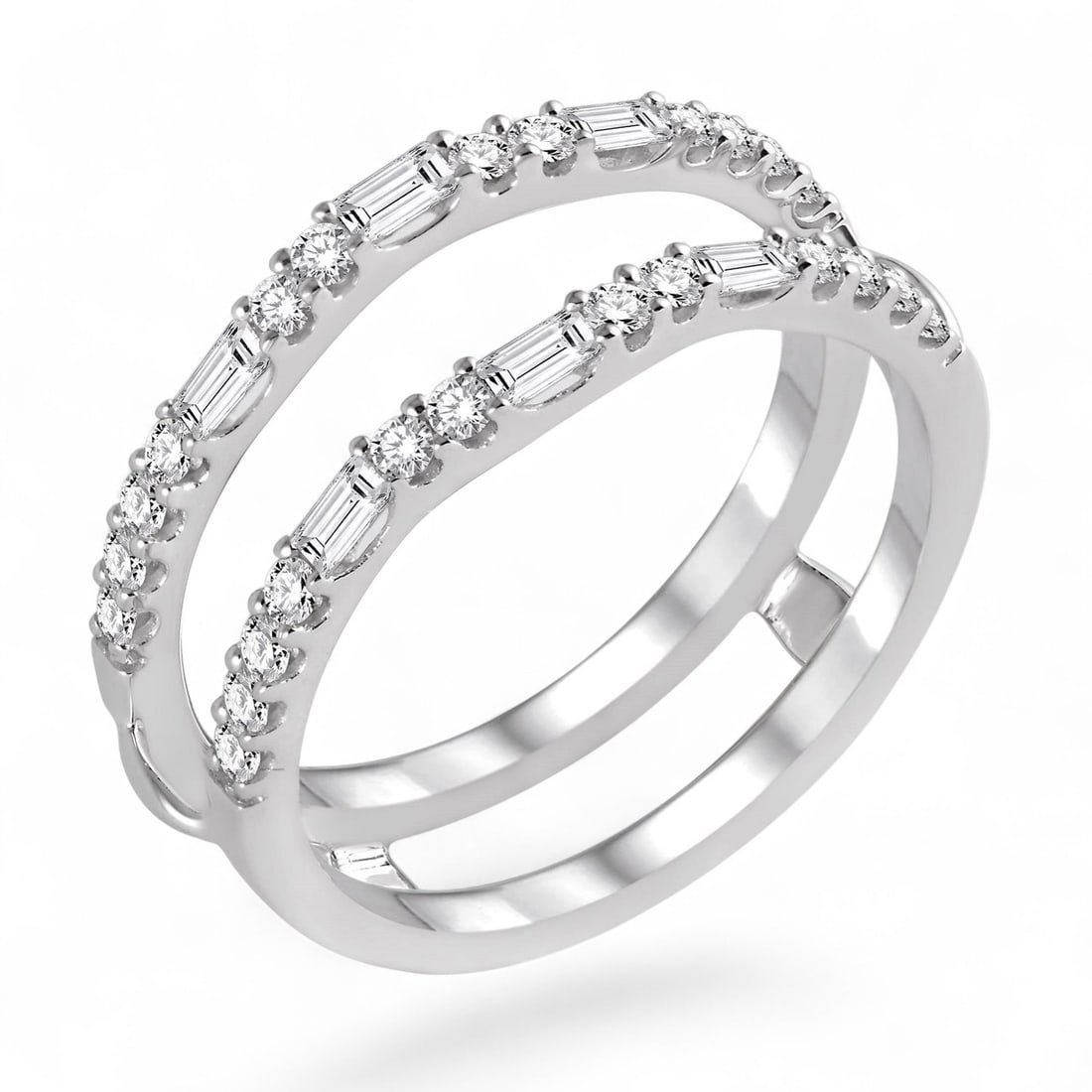 0.55 Ctw Insert White Diamond Modern 14K White Gold Ring - Certified: Defining modern elegance, this magnificent Insert ring featuring Natural Diamonds captures the essence of style. Securely held in a classic Double Band design, the ring is forged from 3.5 grams of hig