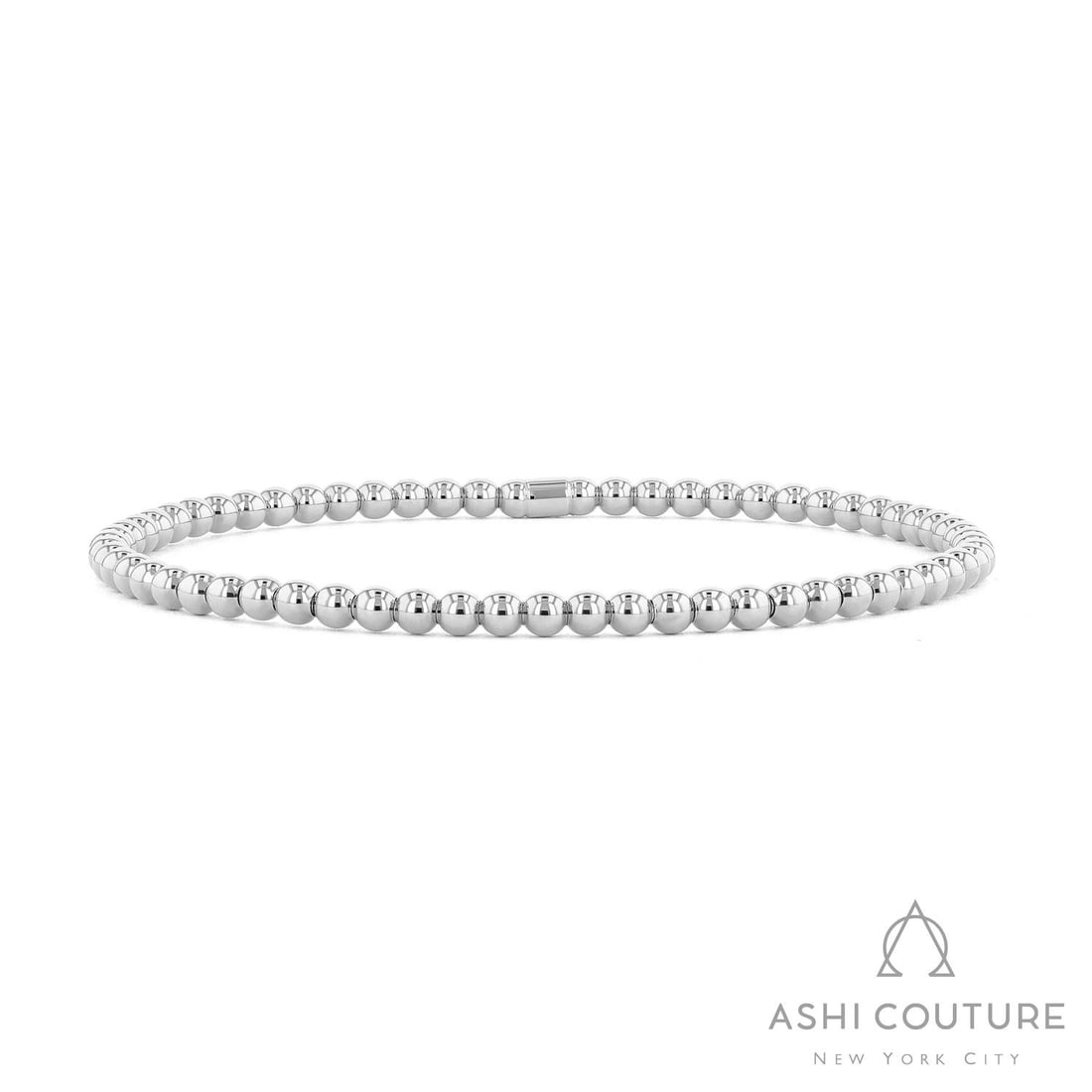 Sereno Gold Bead Stretch 18K White Gold Bracelet (1 of 2)