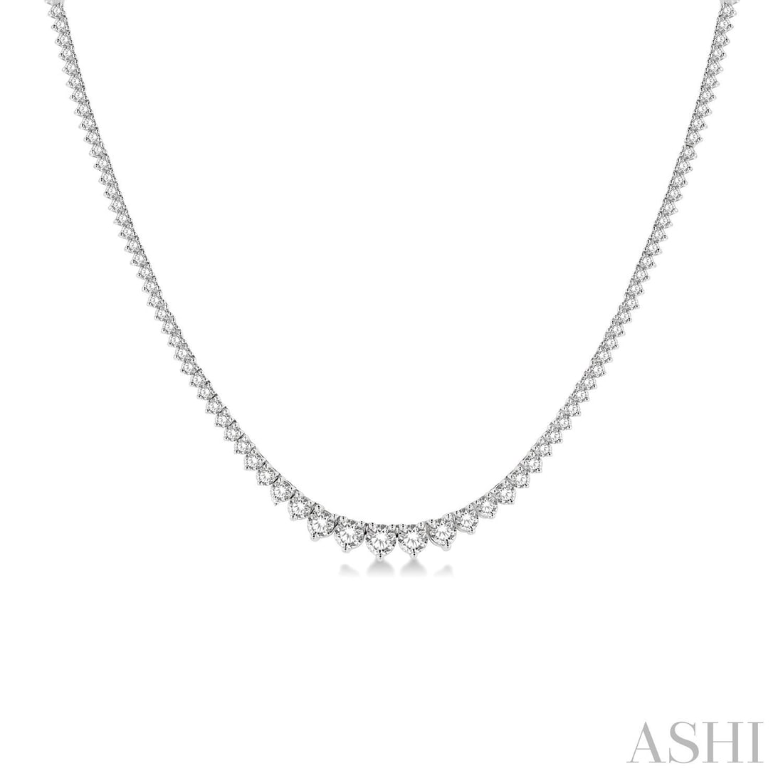 5.17 ctw Riviera Diamond 14K White Gold Necklace: A testament to superior craftsmanship, this magnificent Riviera necklace featuring White Diamond is unparalleled. A detailed Riviera gallery secures the stones, rendered in 14.2 g of lustrous 14K Whit
