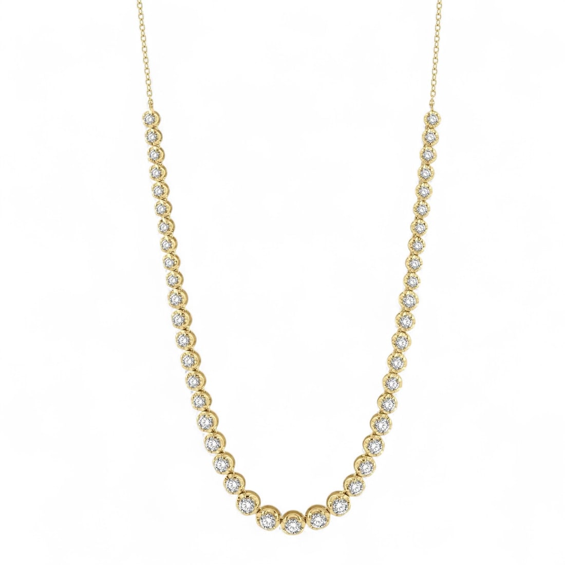 3.03 Ctw Illusion White Diamond Modern 14K Yellow Gold Necklace - Certified: Rare and radiant, this stunning Illusion necklace featuring Natural Diamonds offers a touch of the extraordinary. A detailed Illusion gallery secures the stones, rendered in 5.4 grams of lustrous 14K 