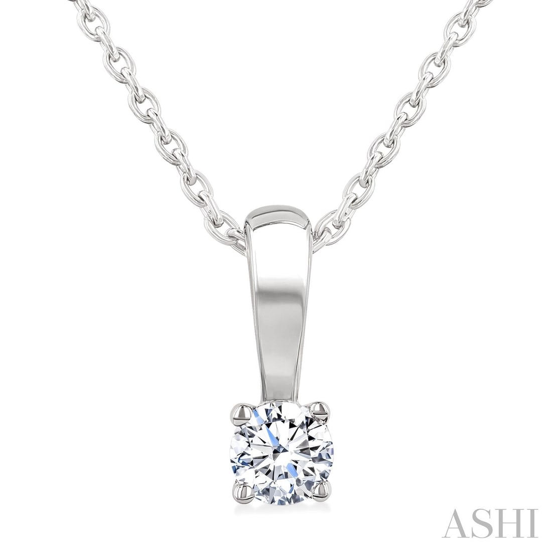 0.10 ctw Round White Diamond Solitaire Pendant 14K White Gold: A vision of luxury, this elegant Solitaire necklace featuring White Diamond defines sophistication. Expertly mounted in a Solitaire setting, the necklace is crafted in 0.33 g of solid 14K White Gold. 