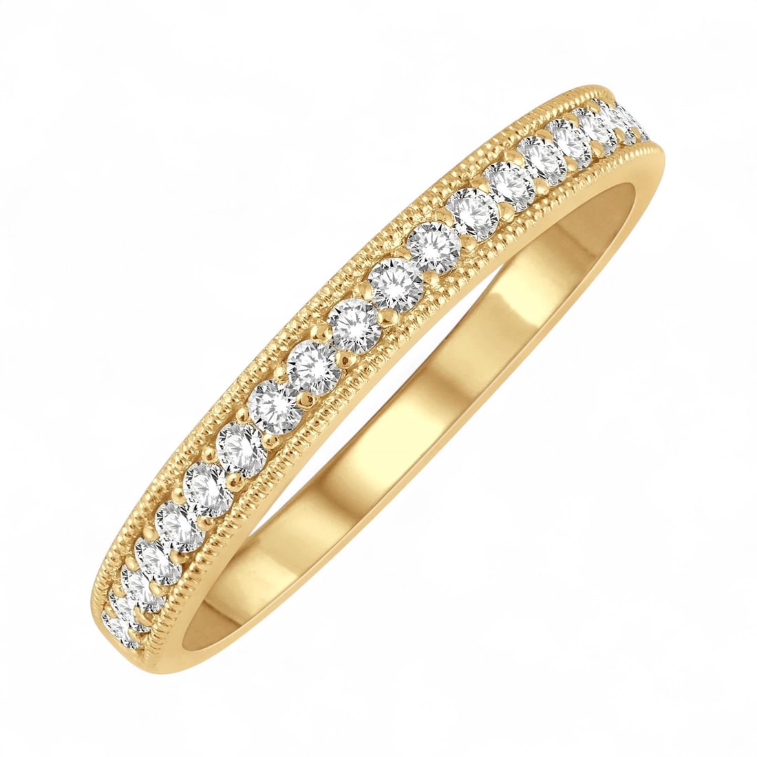 0.25 Ctw Milgrain Wedding Band Diamond Edwardian 14K Yellow Gold Ring - Certified: An exquisite masterpiece of haute joaillerie, this magnificent Milgrain Wedding Band ring featuring Natural Diamonds is a true treasure. Crafted with precision, the Pave setting is seamlessly integrat