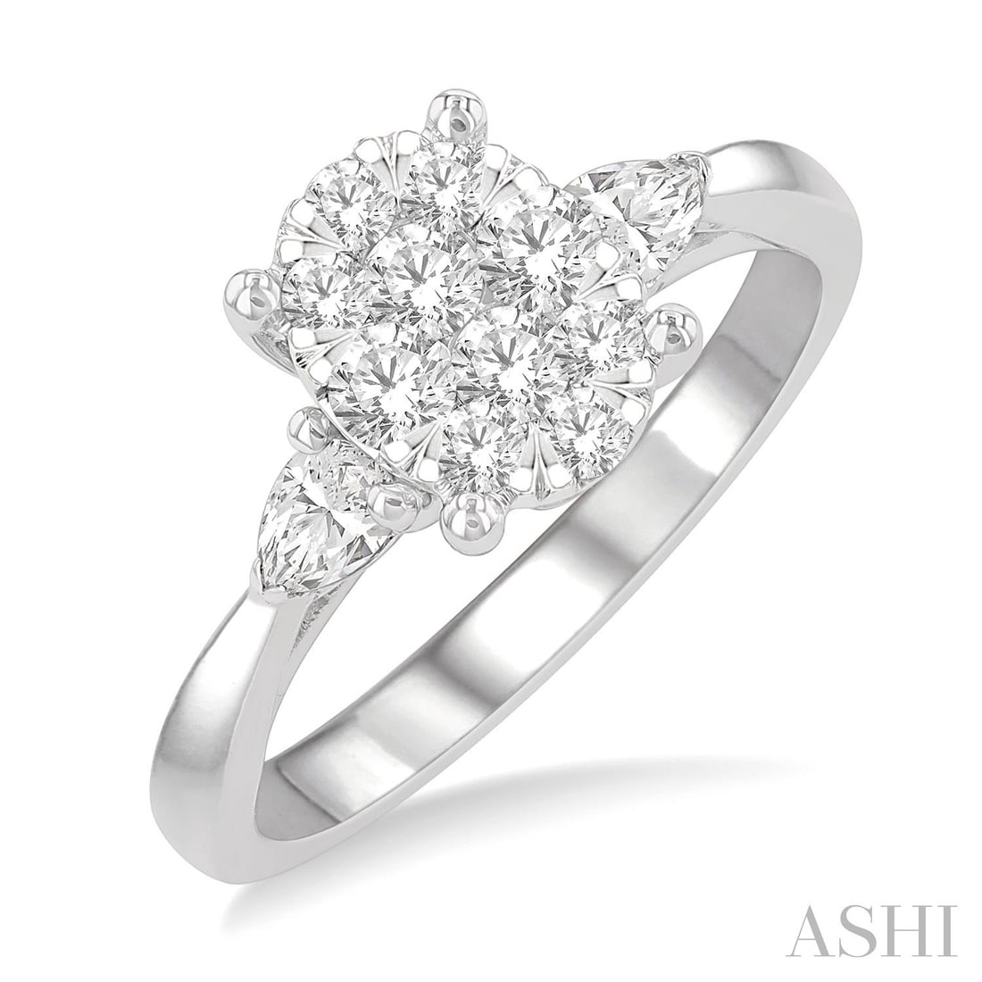 0.74 ctw Diamond Cluster Oval Engagement Ring 14K White Gold: Epitomizing grandeur, this magnificent Cluster Oval ring featuring White Diamond stands as a beacon of refined taste. Crafted with precision, the Cluster setting is seamlessly integrated into 4.0 gram