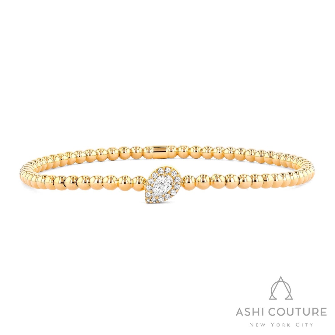 0.34 ctw Diamond Halo 18K Yellow Gold Bracelet: Captured in a moment of brilliance, this breathtaking Halo bracelet featuring White Diamond speaks to the connoisseur. The gemstones are nestled within a Halo framework, supported by a substantial 7.0