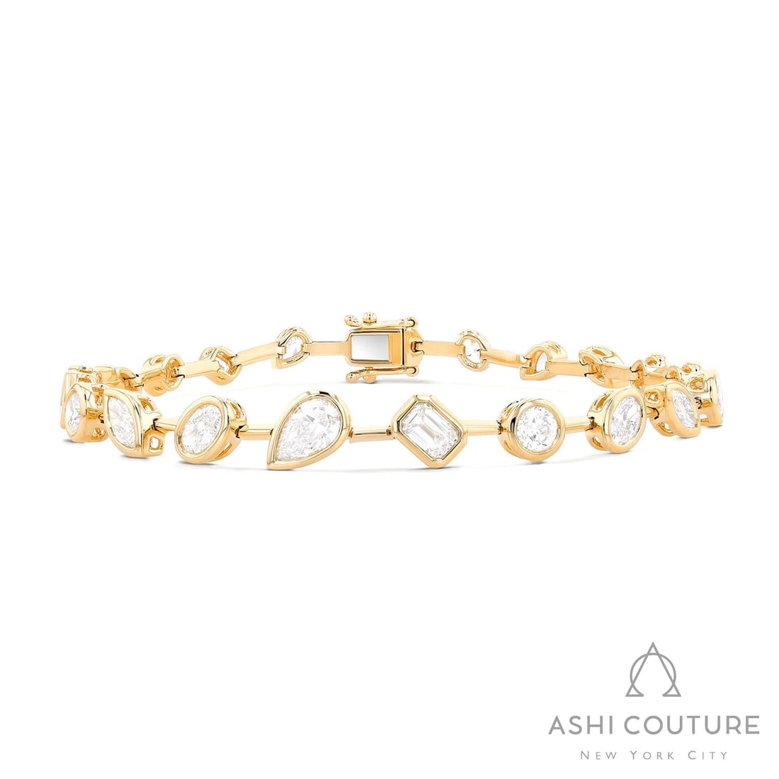 4.36 ctw White Diamond Multishaped Bezel 18K Yellow Gold Bracelet (1 of 2)