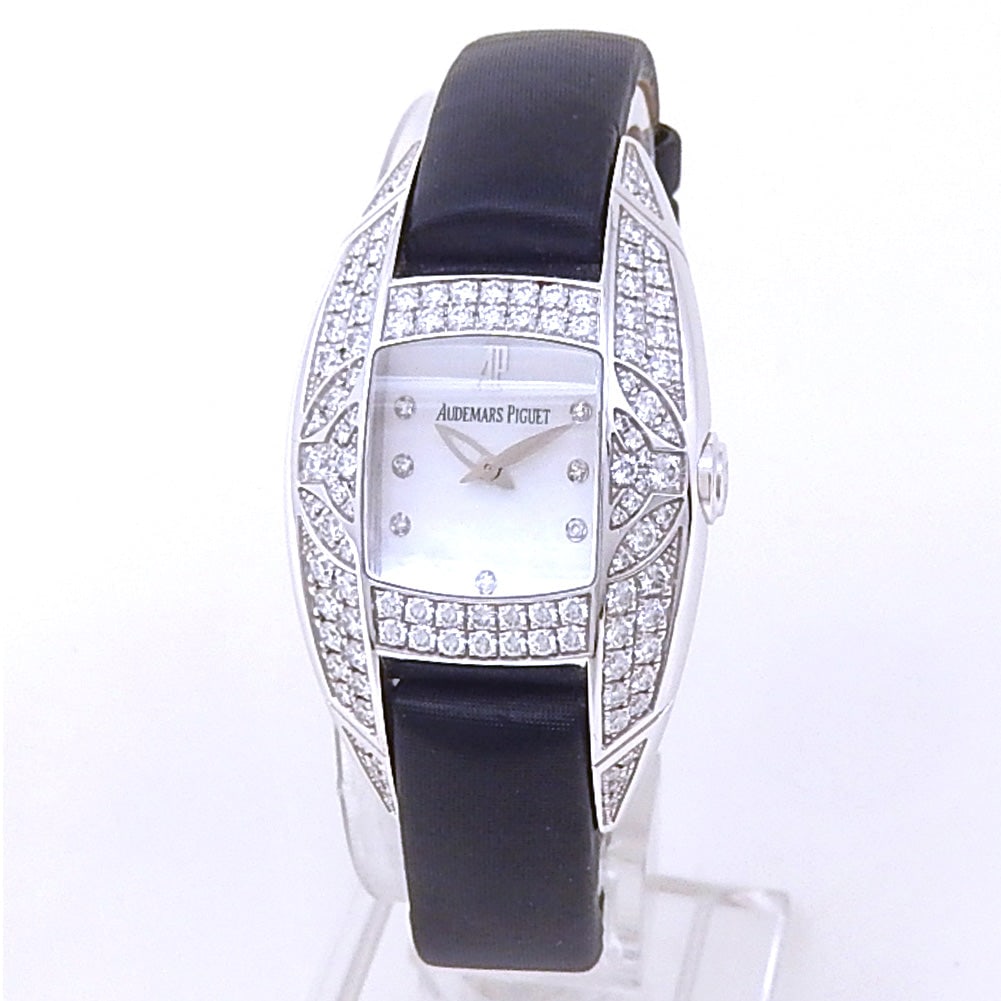 Audemars Piguet Dream 67439BC 18k White Gold Mother of Pearl Dial: The Audemars Piguet Dream, Reference 67439BC.ZZ.A004SU.01, is a breathtaking expression of classical beauty and masterful jewelry-crafting. Sculpted from exquisite 18k white gold, this ladies' timepie