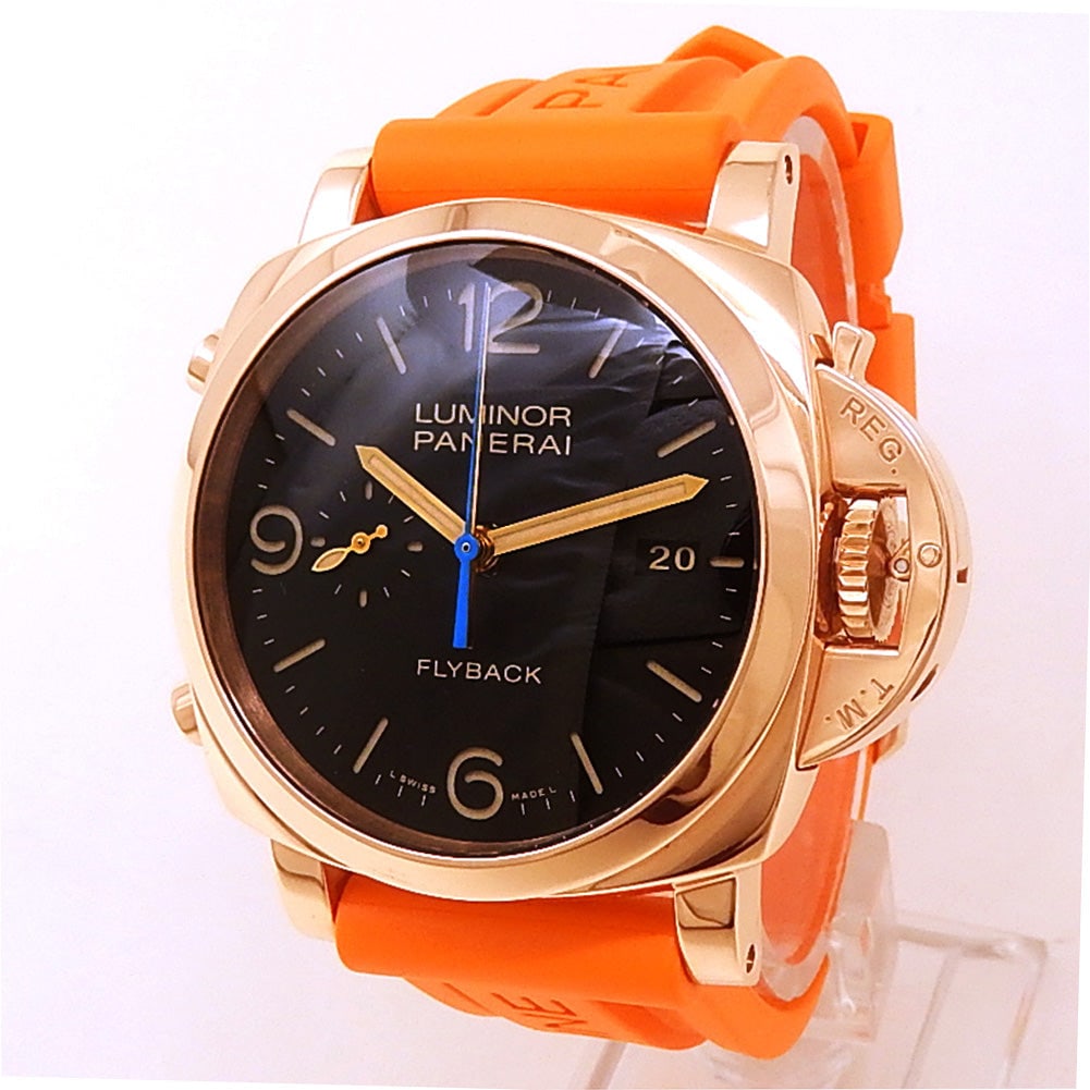 Panerai Luminor 1950 3 Days Chrono Flyback PAM00525 18k Rose Gold Black Dial: The Panerai Luminor 1950 3 Days Chrono Flyback, Reference PAM00525, represents a masterful convergence of maritime heritage and precious metallurgy. Cast in luxurious 18k Rose Gold, this robust timepi