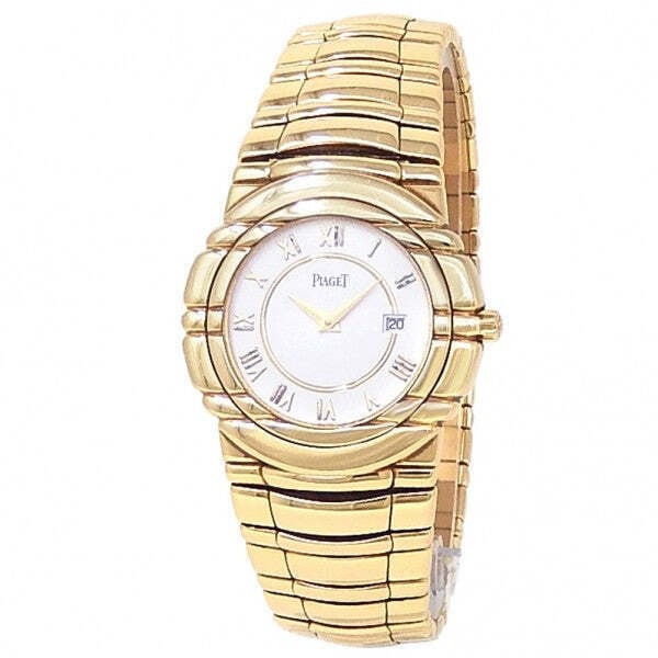 Piaget Tanagra 17041 M 401 D 18k Yellow Gold White Dial: The Piaget Tanagra, Reference 17041 M 401 D, is a masterpiece of sculpture and refinement. Crafted in a solid 18k yellow gold case, this distinctive timepiece features a pristine white dial that d