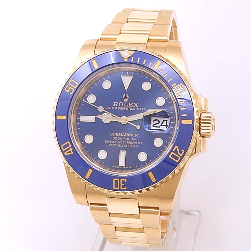 Rolex Submariner Date 116618LB 18k Yellow Gold Blue Dial: The Rolex Submariner Date, Reference 116618LB, represents a magnificent fusion of luxury and functional artistry. Cast in radiant 18k yellow gold, this high-performance diving timepiece features an ey