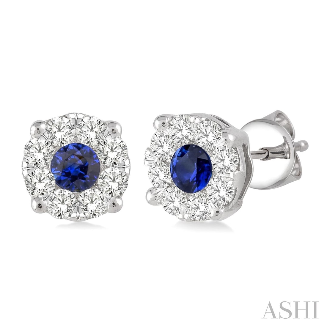 3.3mm Sapphire and 0.45 ctw Diamond 14K White Gold Earrings: A testament to superior craftsmanship, this stunning Cluster pair of earrings featuring Blue Sapphire, White Diamond is unparalleled. Crafted with precision, the Halo setting is seamlessly integrated 