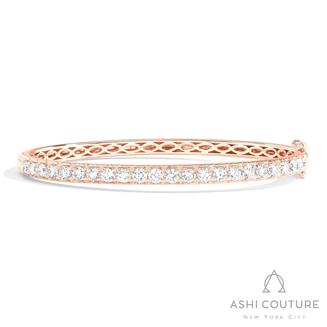 Duchess Timeless 2.99 ctw Diamond 18K Rose Gold Bangle Bracelet: Rare and radiant, this breathtaking Timeless bangle featuring White Diamond offers a touch of the extraordinary. Showcasing the gems in a Shared Prong arrangement, the bangle consists of 15.75 g of 18