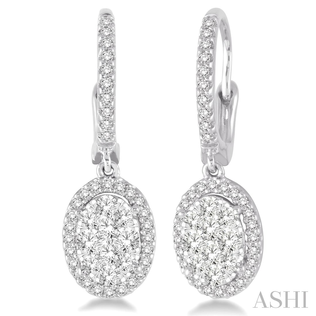 2.02 ctw Oval Cluster Diamond 14K White Gold Earrings: A testament to superior craftsmanship, this stunning Cluster pair of earrings featuring Natural Diamonds is unparalleled. Showcasing the gems in a Halo arrangement, the earrings consists of 5.1 grams 