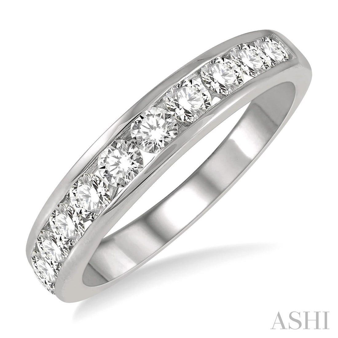 0.77 ctw Diamond Channel Set 14K White Gold Band Ring: Exuding opulence and grace, this elegant Channel Set ring featuring Natural Diamonds is crafted for the distinguished. A detailed Channel gallery secures the stones, rendered in 2.9 grams of lustrous 