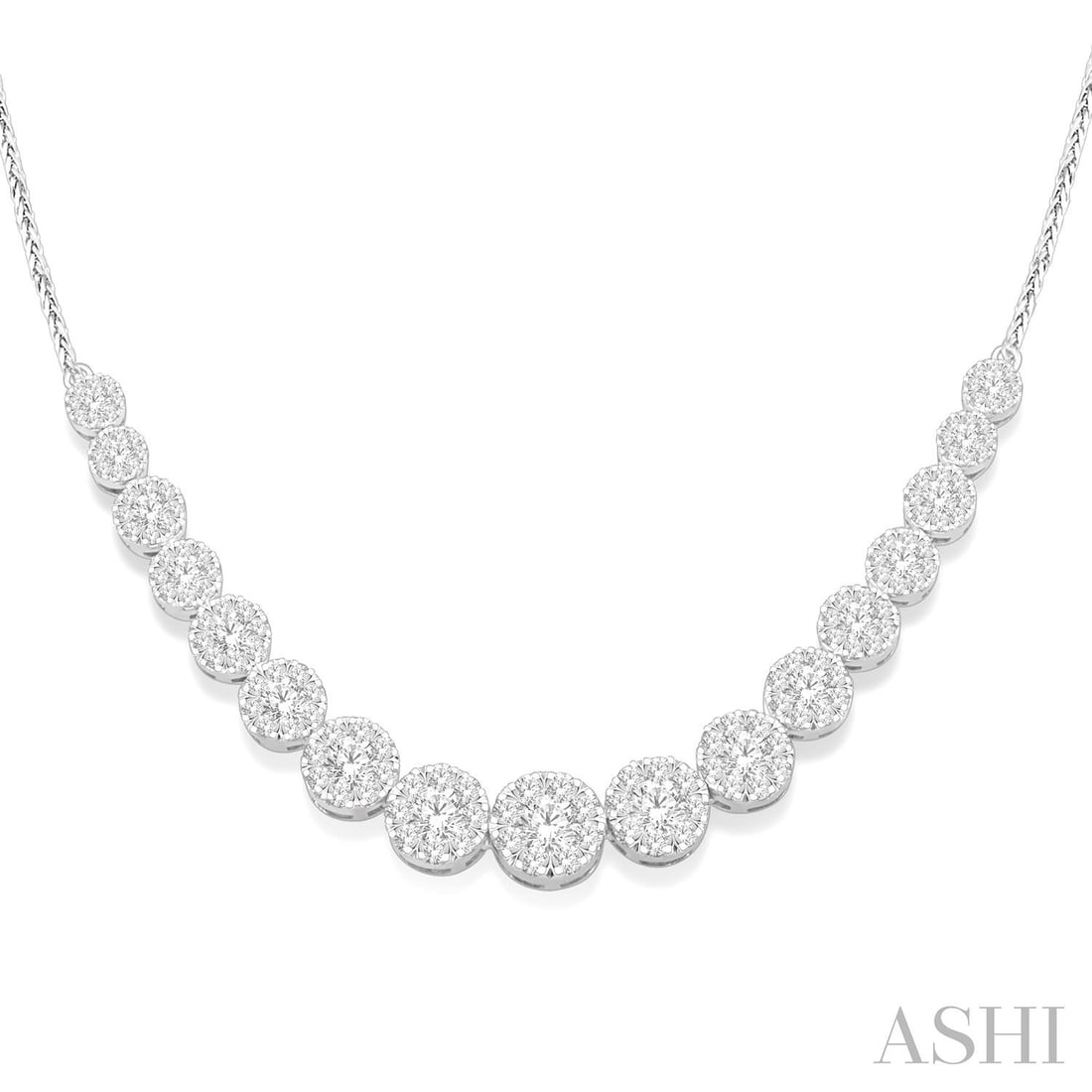 3.07 ctw White Diamond Cluster 14K White Gold Necklace (1 of 3)