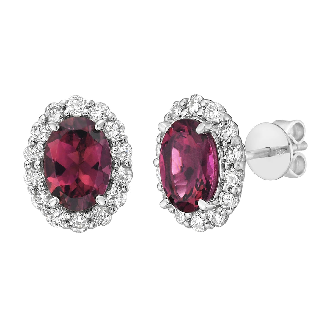 14K White Gold Earrings with Pink Tourmaline & Diamonds (1 of 2)