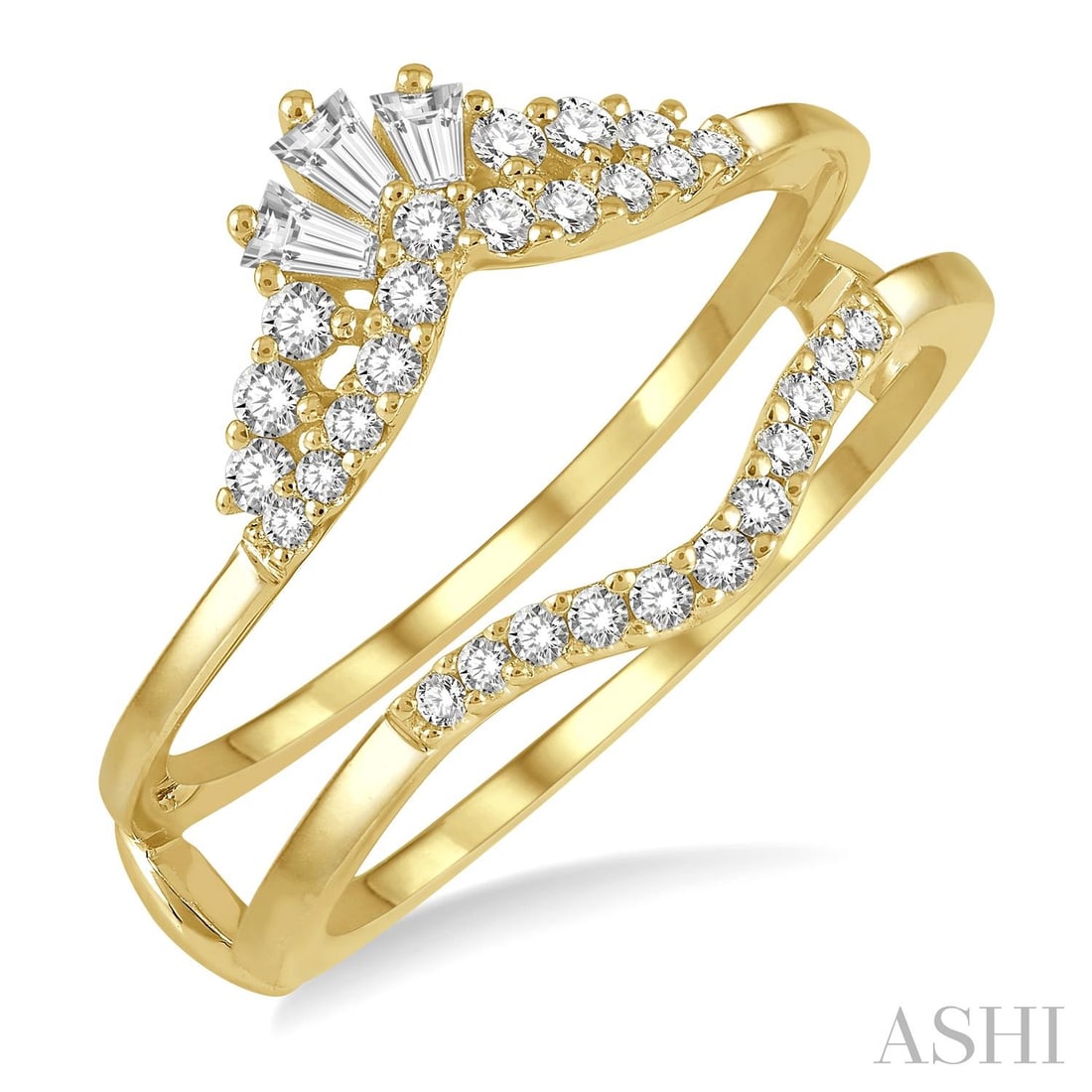 0.36 ctw Baguette & Round Diamond 14K Yellow Gold Insert Ring (1 of 3)