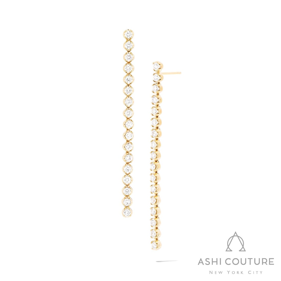 Duchess 1.96 ctw Round Diamond Drop 18K Yellow Gold Earrings: Retail Value: $9,885 Rare and radiant, this stunning Duchess Drop pair of earrings featuring White Diamond offers a touch of the extraordinary. Expertly mounted in a Line/Drop Setting setting, the ear