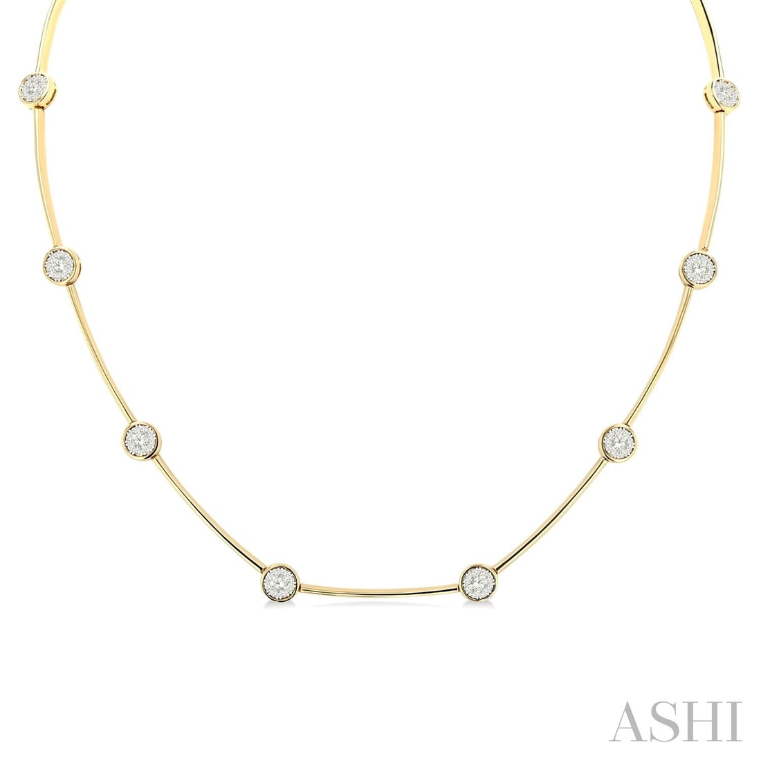1.50 ctw White Diamond Cluster 14K Yellow and White Gold Choker Necklace (1 of 2)