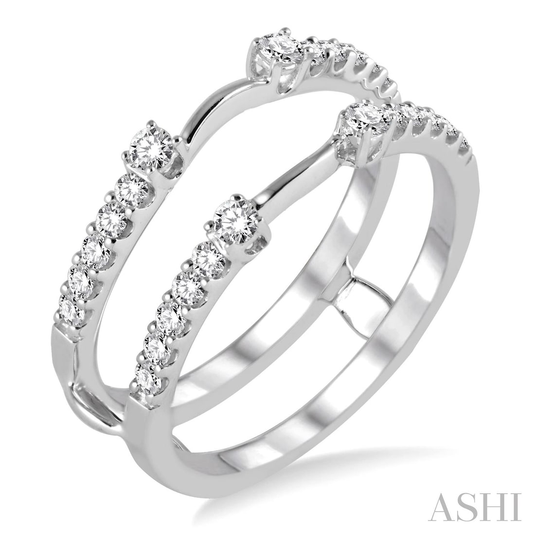 0.44 ctw White Diamond 14K White Gold Insert Ring: Captured in a moment of brilliance, this stunning Insert Ring featuring White Diamond speaks to the connoisseur. Securely held in a classic Insert/Enhancer design, the ring is forged from 3.8 grams of