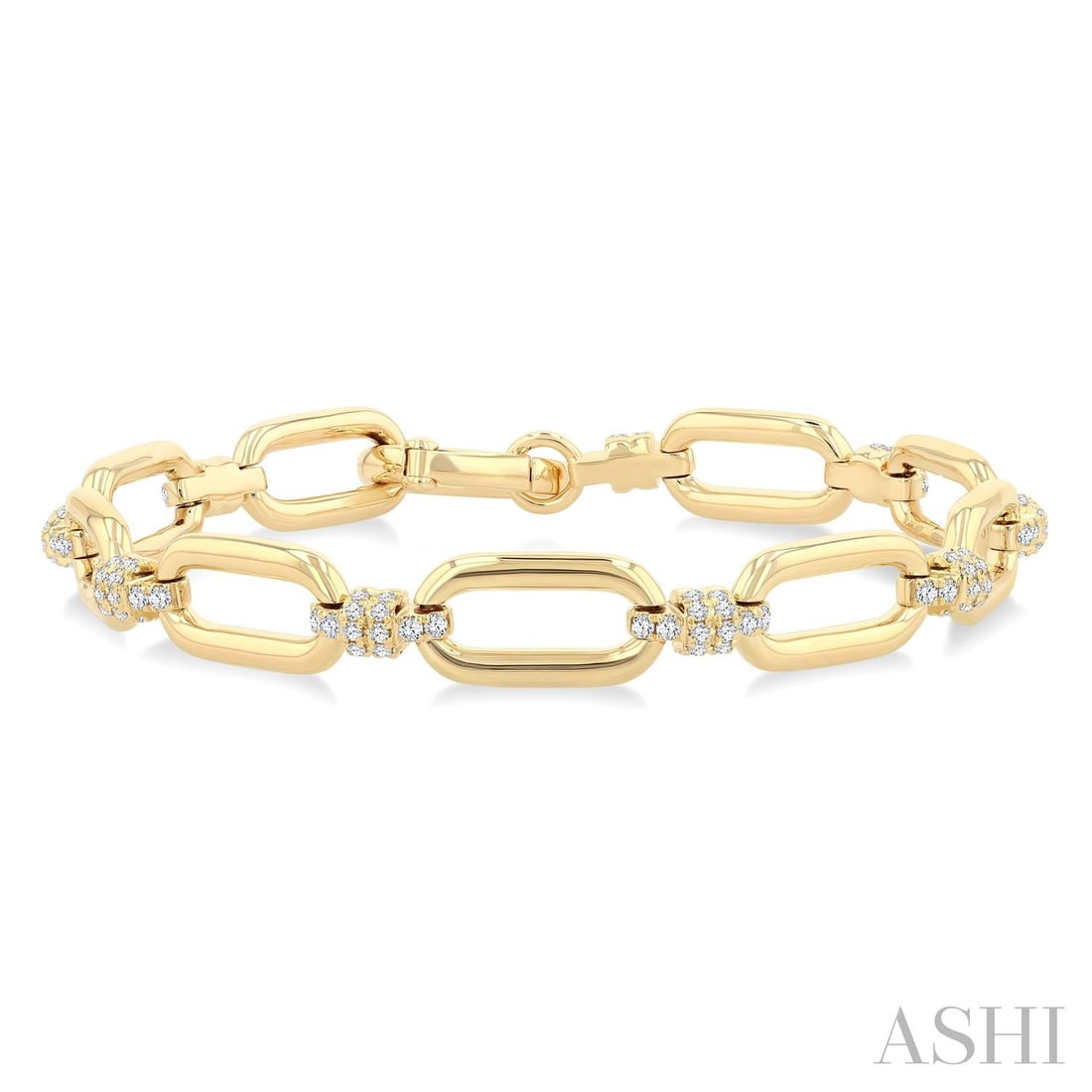 1.12 ctw White Diamond Paper Clip Link 14K Yellow Gold Bracelet: Defining modern elegance, this elegant Paper Clip Link bracelet featuring White Diamond captures the essence of style. Expertly mounted in a Link setting, the bracelet is crafted in 16.95 grams of sol