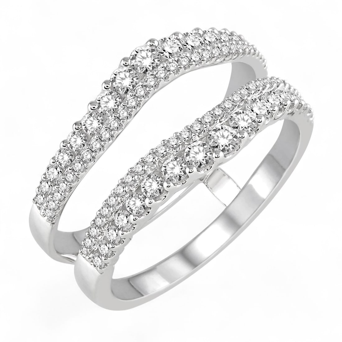 0.82 Ctw Insert White Diamond Modern 14K White Gold Ring - Certified: Rare and radiant, this magnificent Insert ring featuring Natural Diamonds offers a touch of the extraordinary. Showcasing the gems in an Insert arrangement, the ring consists of 4.1 grams of 14K White