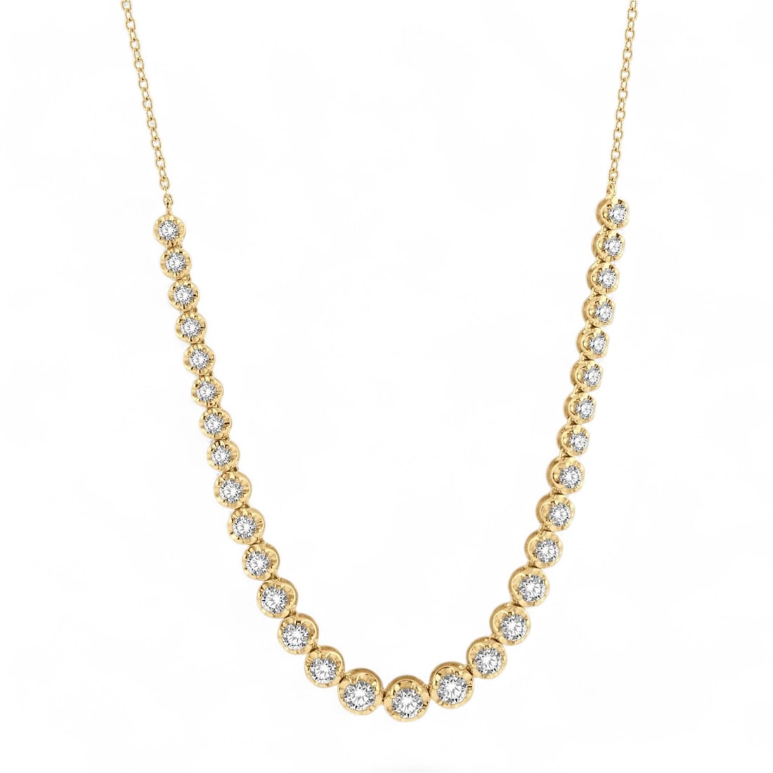 2.08 Ctw Illusion Diamond Modern 14K Yellow Gold Necklace - Certified: Captured in a moment of brilliance, this stunning Illusion necklace featuring Natural Diamonds speaks to the connoisseur. The gemstones are nestled within an Illusion framework, supported by a substan