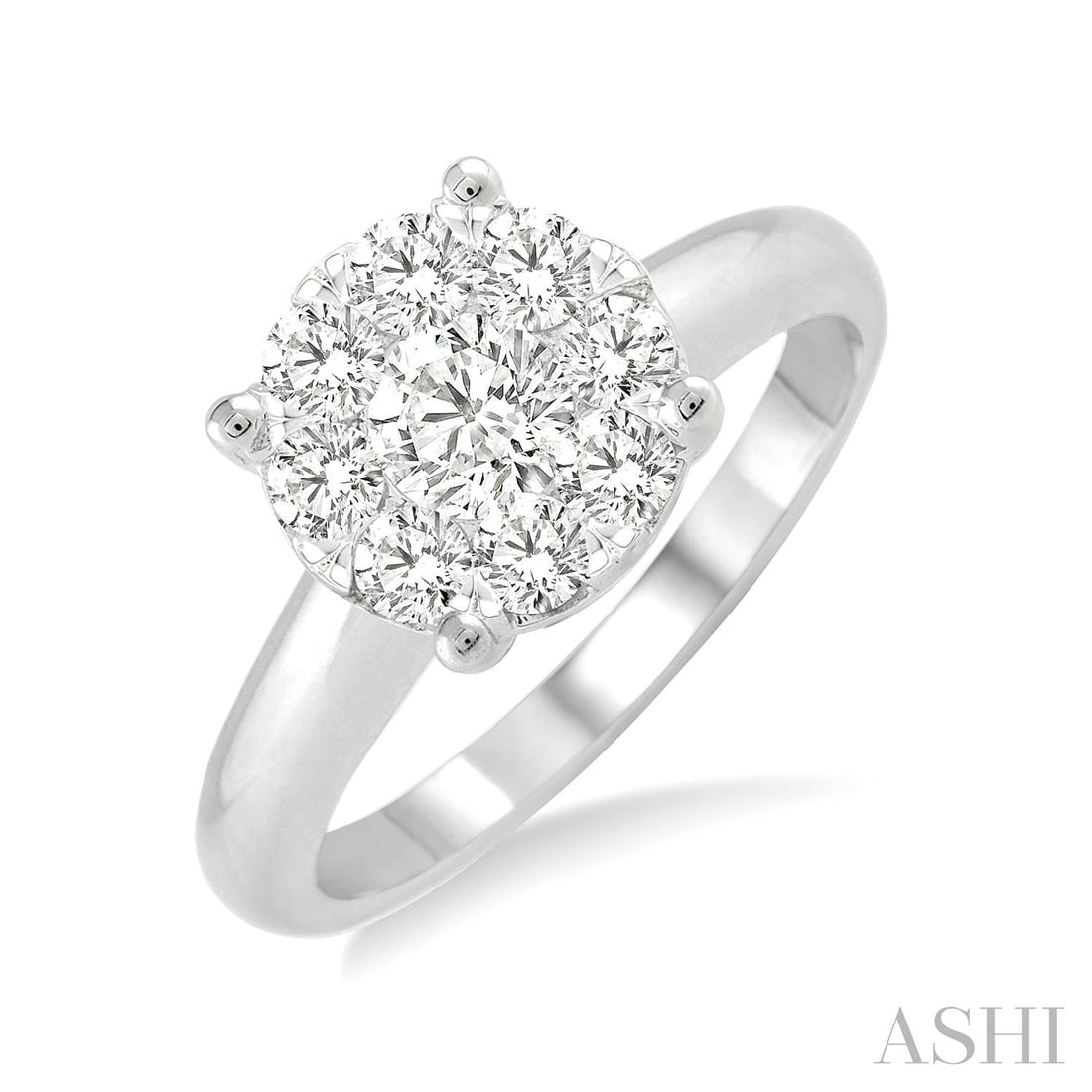 0.51 ctw Diamond Cluster 14K White Gold Ring: Rare and radiant, this magnificent Cluster ring featuring White Diamond offers a touch of the extraordinary. Crafted with precision, the Cluster setting is seamlessly integrated into 3.2 grams of 14K 