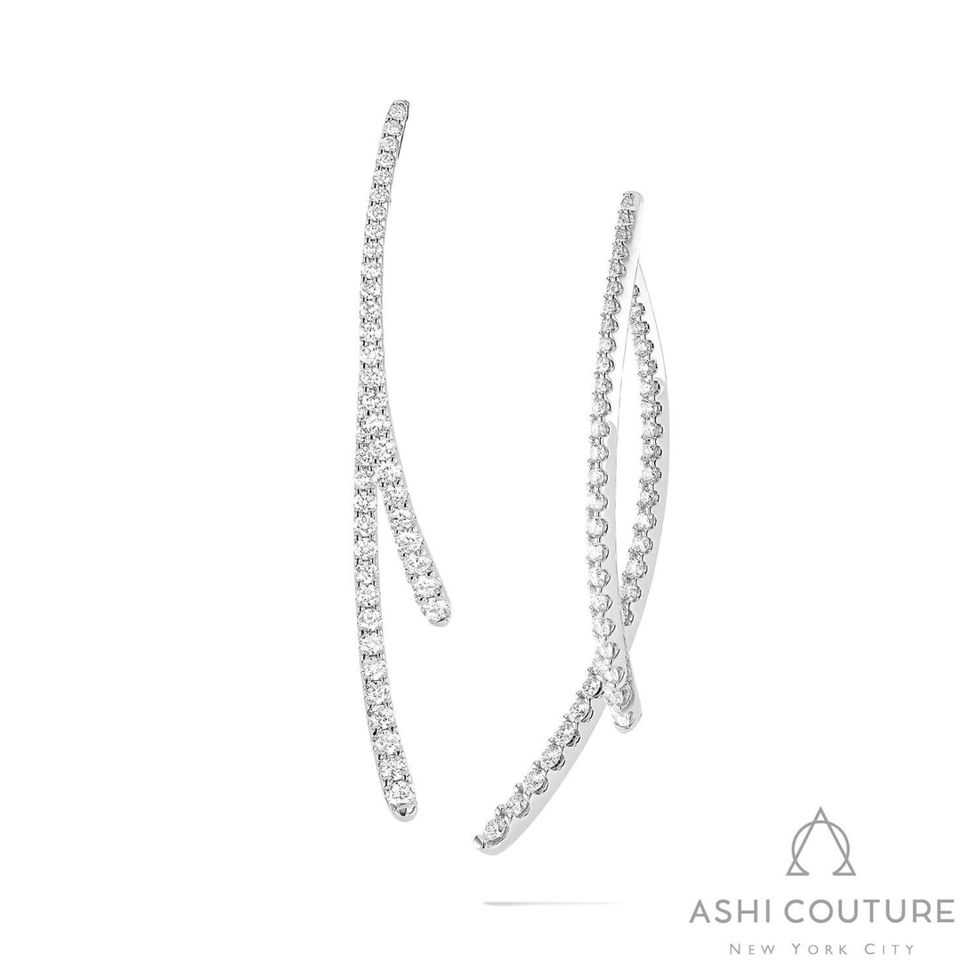 2.02 ctw White Diamond Duchess Dangle 18K White Gold Earrings: Timeless and sophisticated, this magnificent Curved Double Dangle pair of earrings featuring White Diamond radiates enduring beauty. Expertly mounted in a Dangle setting, the earrings are crafted in 7