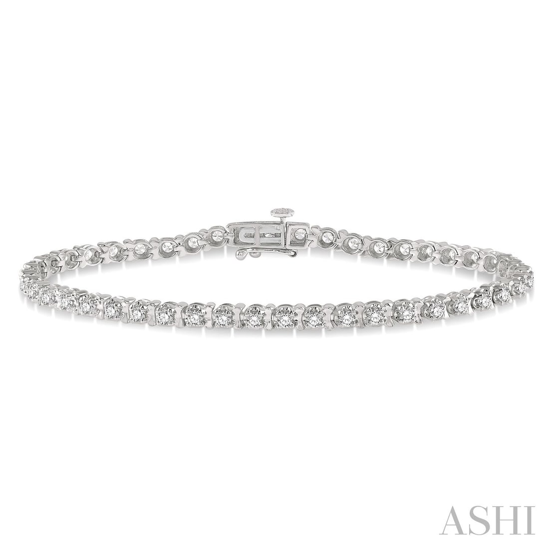 2.0 ctw Round Cut Diamond Tennis Tulip Bracelet 14K White Gold: Captured in a moment of brilliance, this exquisite Tulip bracelet featuring White Diamond speaks to the connoisseur. Securely held in a classic Tennis design, the bracelet is forged from 9.85 grams of