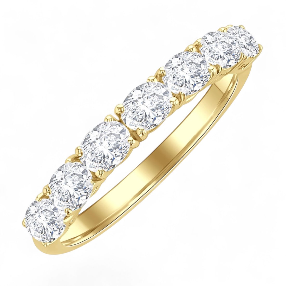 1.05 Ctw East-West Oval Cut Fashion White Diamond Modern 14K Yellow Gold Ring - Certified: A vision of luxury, this stunning East-West Oval Cut Fashion ring featuring Natural Diamonds defines sophistication. Expertly mounted in a Shared Prong setting, the ring is crafted in 2.55 grams of so