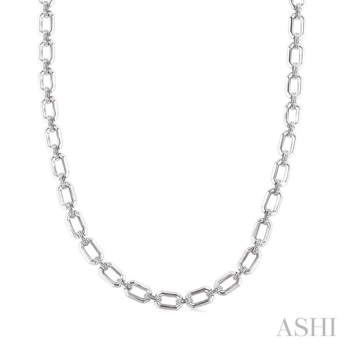 18 inch 0.25 ctw Diamond Paperclip D-Link Sterling Silver Necklace: A symphony of light and color, this stunning Paperclip D-Link necklace featuring White Diamond embodies the pinnacle of luxury. Securely held in a classic Link Chain design, the necklace is forged fro