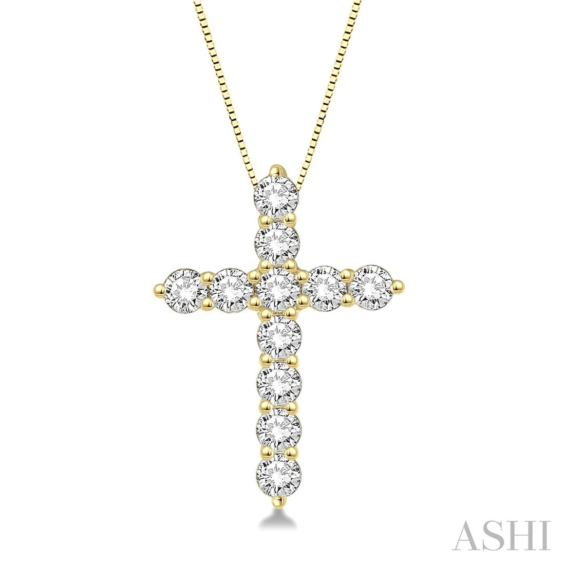 0.76 ctw Round Diamond Cross Pendant 14K Yellow Gold: Captured in a moment of brilliance, this exquisite Cross pendant featuring White Diamond speaks to the connoisseur. Expertly mounted in a Prong setting, the pendant is crafted in 0.7 grams of solid 14