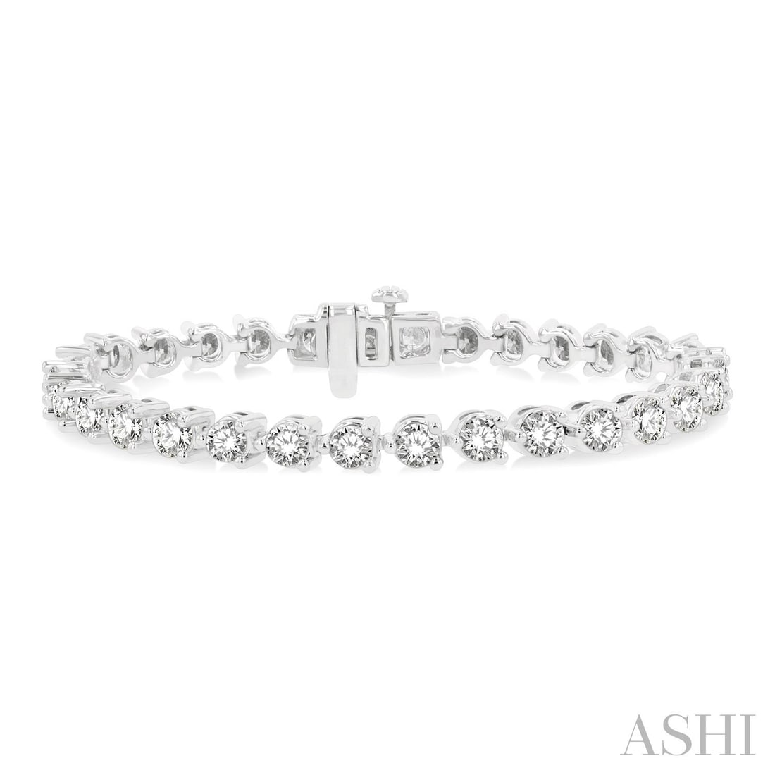 10.07 ctw Round Diamond 3 Prong 14K White Gold Tennis Bracelet: A vision of luxury, this breathtaking 3 Prong bracelet featuring Natural Diamonds defines sophistication. Securely held in a classic Prong design, the bracelet is forged from 18.45 grams of high-polis
