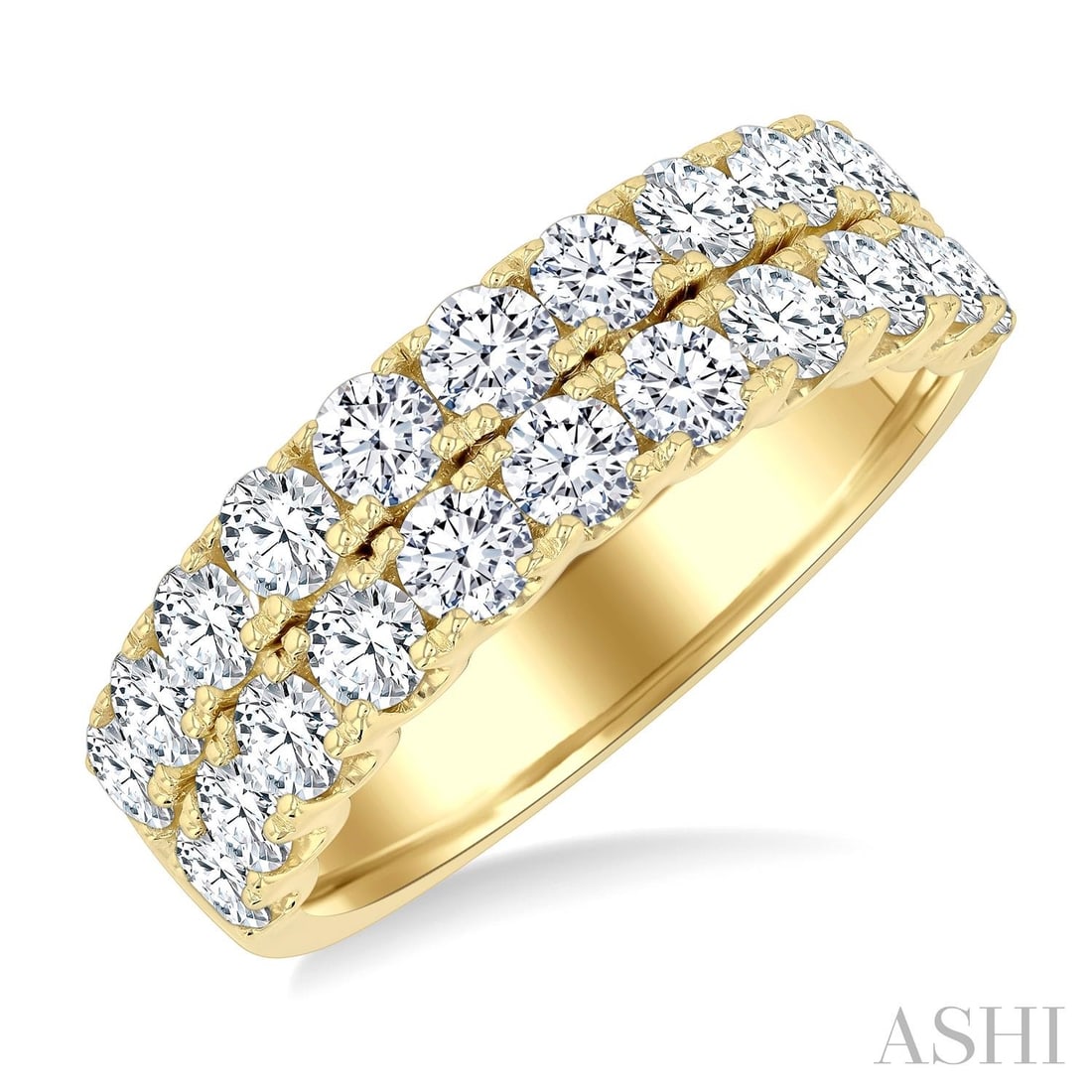 2.00 ctw Diamond Twin Row Wide Wedding Band 14K Yellow Gold Ring: A testament to superior craftsmanship, this magnificent Twin Row ring featuring White Diamond is unparalleled. Crafted with precision, the Double Row Band setting is seamlessly integrated into 5.3 gra