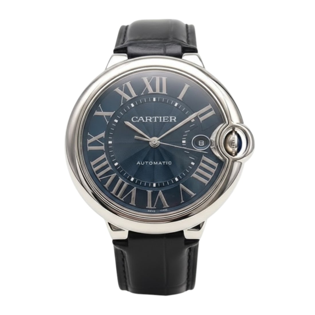 Cartier Ballon Bleu WSBB0025 Steel Blue Dial: The Cartier Ballon Bleu, Reference WSBB0025, is a stunning expression of contemporary horology. Crafted from robust stainless steel, this timepiece features a mesmerizing blue guilloche dial adorn
