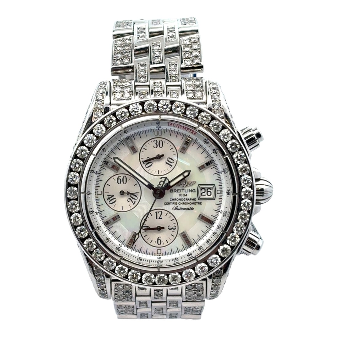 Breitling Chronomat Evolution A13356 Steel Diamond Bezel MOP Dial (1 of 2)