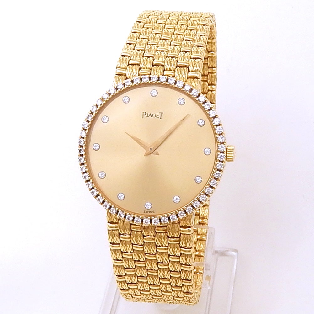 Piaget Vintage 9066 D23 18K Yellow Gold Champagne Diamond Dial (1 of 5)