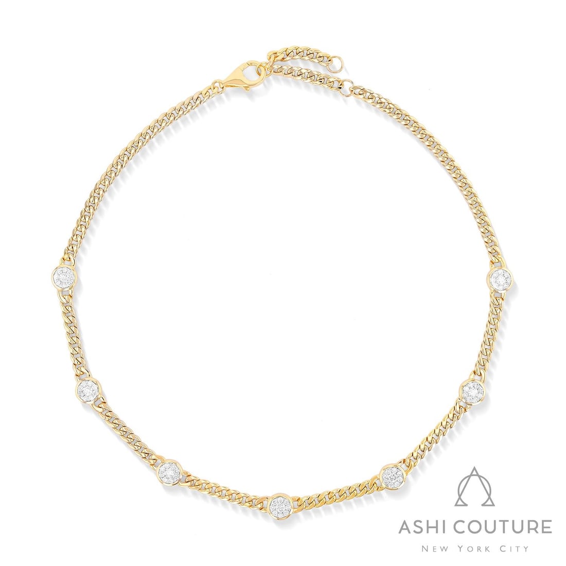 2.47 ctw Diamond Fiori Linq Cluster 18k Yellow & White Gold Necklace: Captured in a moment of brilliance, this magnificent Fiori Linq Cluster necklace featuring White Diamond speaks to the connoisseur. The gemstones are nestled within a Station/Bezel framework, supporte