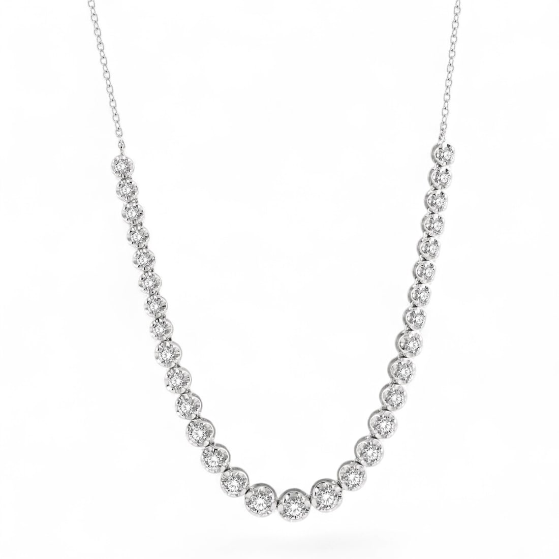 2.08 Ctw Illusion White Diamond Modern 14K White Gold Necklace - Certified: Defining modern elegance, this magnificent Illusion necklace featuring Natural Diamonds captures the essence of style. Expertly mounted in an Illusion setting, the necklace is crafted in 3.5 grams of 