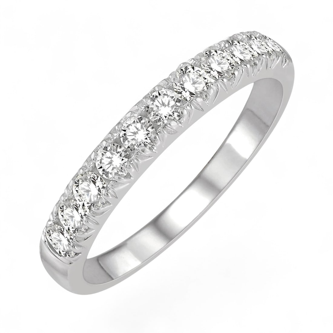 0.5 Ctw 11 Stone Wedding White Diamond Modern 14K White Gold Ring - Certified (1 of 3)