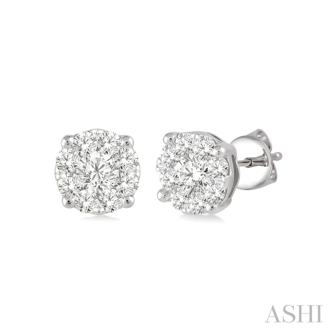 0.34 ctw Diamond Cluster 14K White Gold Stud Earrings: Defining modern elegance, this stunning Cluster pair of earrings featuring Natural Diamonds captures the essence of style. Securely held in a classic Cluster design, the earrings are forged from 1.55 