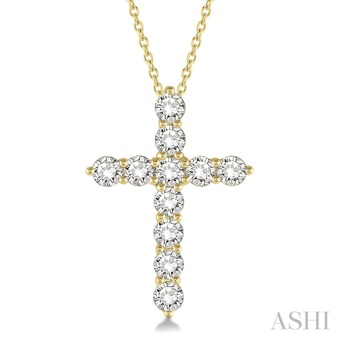 1.51 ctw Diamond Cross 14K Yellow Gold Pendant: A testament to superior craftsmanship, this stunning Cross pendant featuring White Diamond is unparalleled. Showcasing the gems in a Cluster arrangement, the pendant consists of 1.4 g of 14K Yellow Go