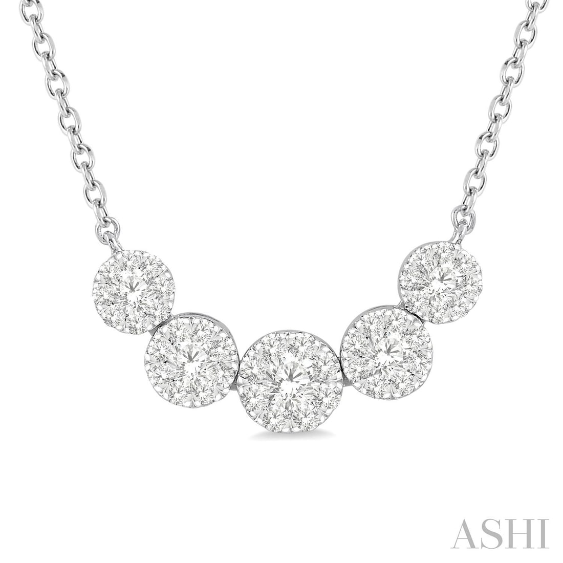 0.50 ctw Diamond Cluster 14K White Gold Necklace: An exquisite masterpiece of haute joaillerie, this stunning Cluster necklace featuring White Diamond is a true treasure. A detailed Cluster gallery secures the stones, rendered in 0.9 grams of lustrou