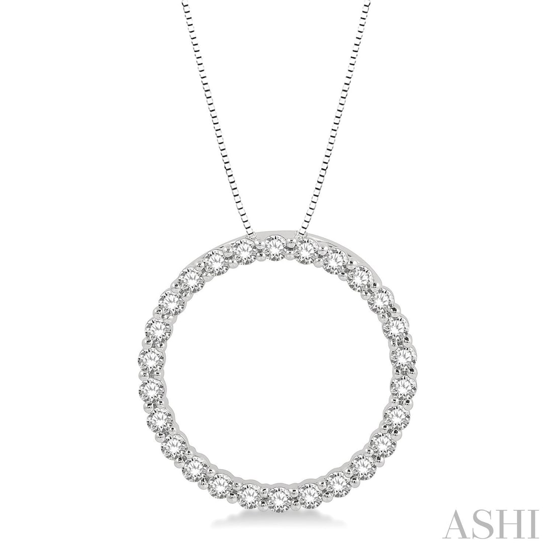 0.75 ctw Diamond Circle Pendant 14K White Gold: A vision of luxury, this elegant Circle pendant featuring Natural Diamonds defines sophistication. The gemstones are nestled within a Continuous Circle framework, supported by a substantial 1.8 grams 