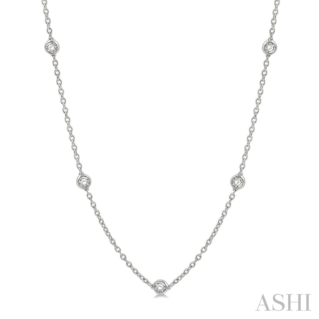 1.0 ctw White Diamond Station 14K White Gold Necklace: A vision of luxury, this elegant Station necklace featuring Natural Diamonds defines sophistication. The gemstones are nestled within a Station framework, supported by a substantial 2.85 grams 14K Whi