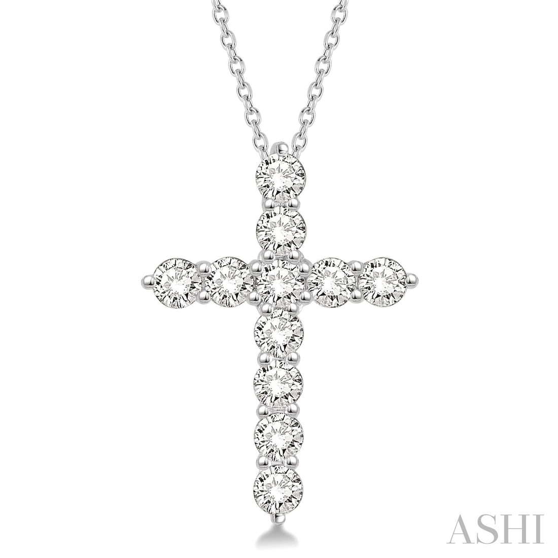 1.51 ctw White Diamond Cross Pendant 14k White Gold: A testament to superior craftsmanship, this magnificent Cross pendant featuring White Diamond is unparalleled. A detailed Cluster gallery secures the stones, rendered in 1.4 g of lustrous 14K White Go