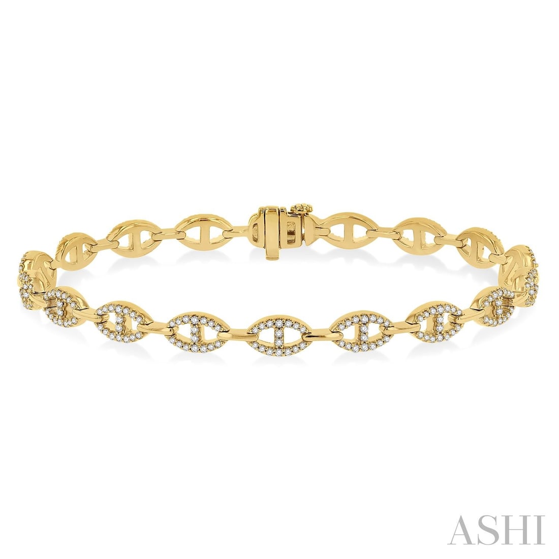 1.01 ctw Diamond Mariner Link 14K Yellow Gold Bracelet (1 of 3)