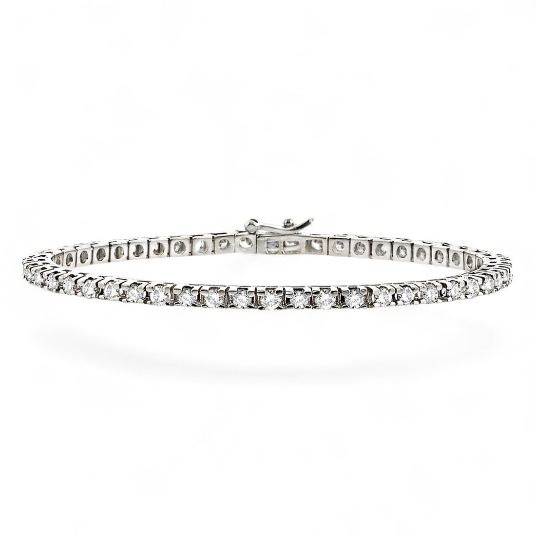4.0 Ctw Square Shape Tennis White Diamond Modern 14K White Gold Bracelet - Certified: A vision of luxury, this stunning Square Shape Tennis bracelet featuring Natural Diamonds defines sophistication. Expertly mounted in a Prong setting, the bracelet is crafted in 15.75 grams of solid 1